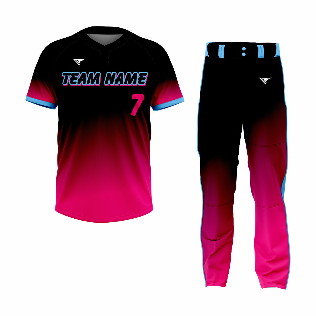 Custom Black, Red & Blue Authentic Softball Uniform