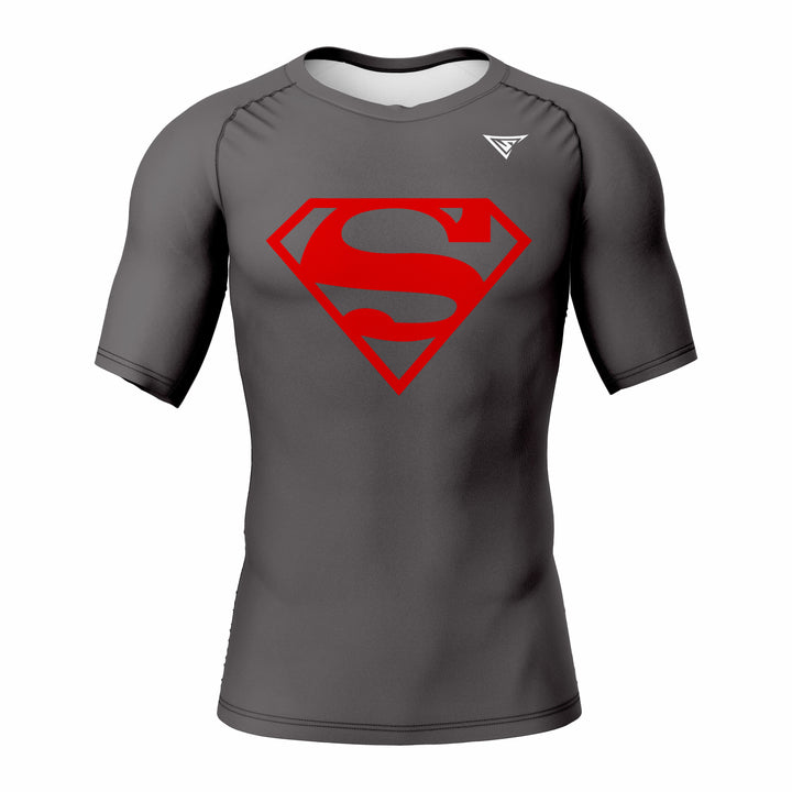 Custom Black Red Authentic Short Sleeve Compression Shirt