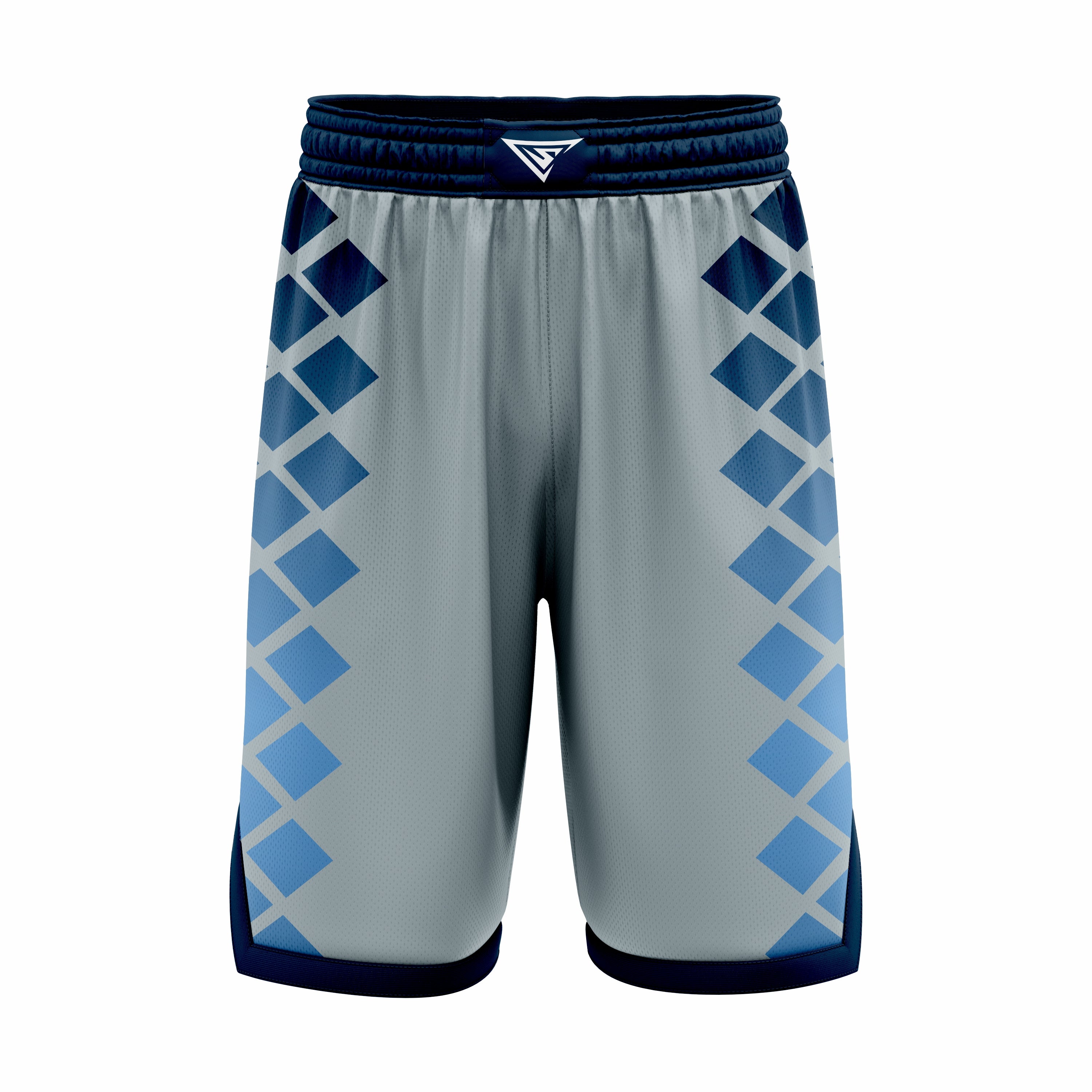 Custom Grey, Blue & Cyan Authentic Basketball Shorts