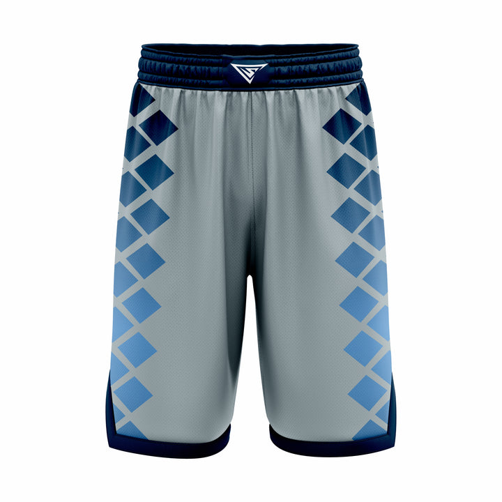 Custom Grey, Blue & Cyan Authentic Basketball Shorts