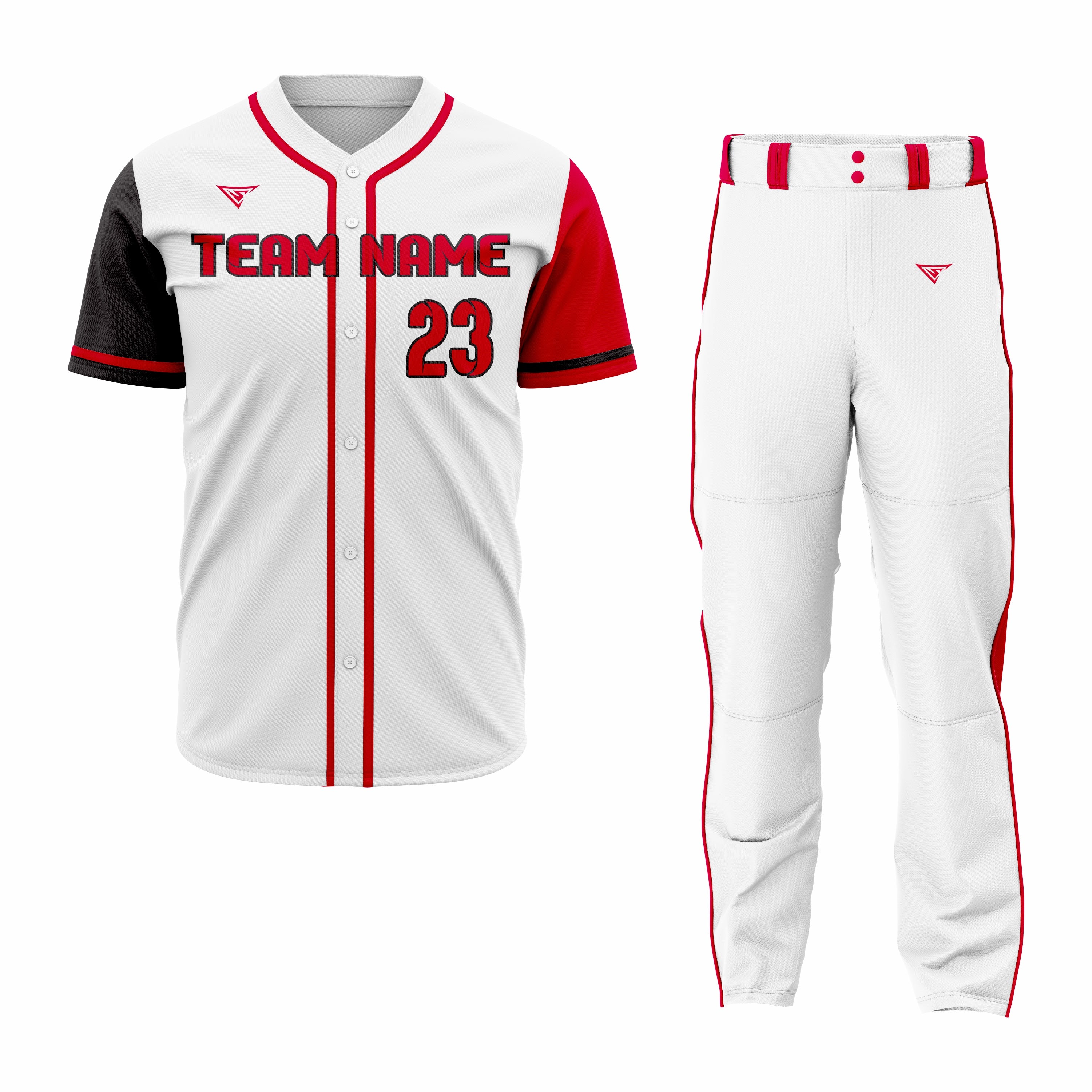 CUSTOM BLACK RED WHITE BASEBALL UNIFORM