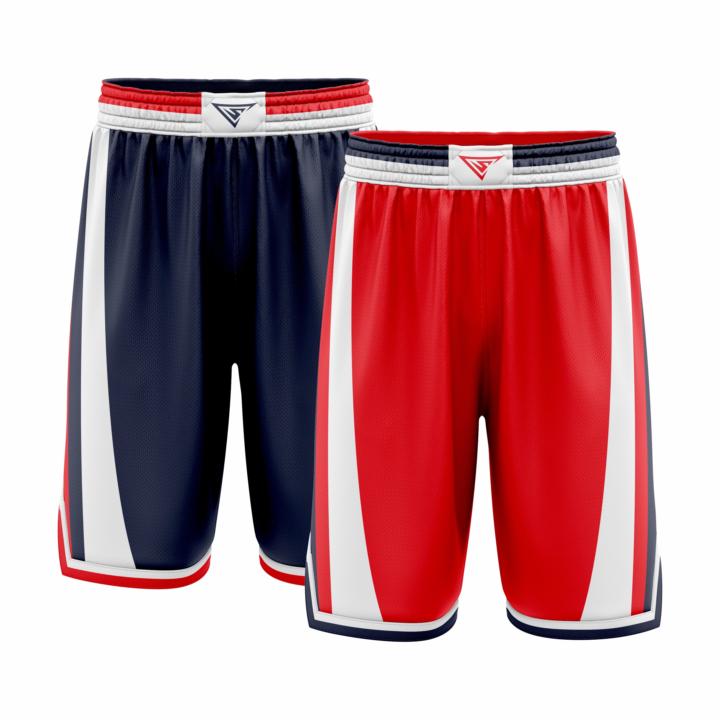 Custom red white black Reversible Double Side Sublimation Basketball Short