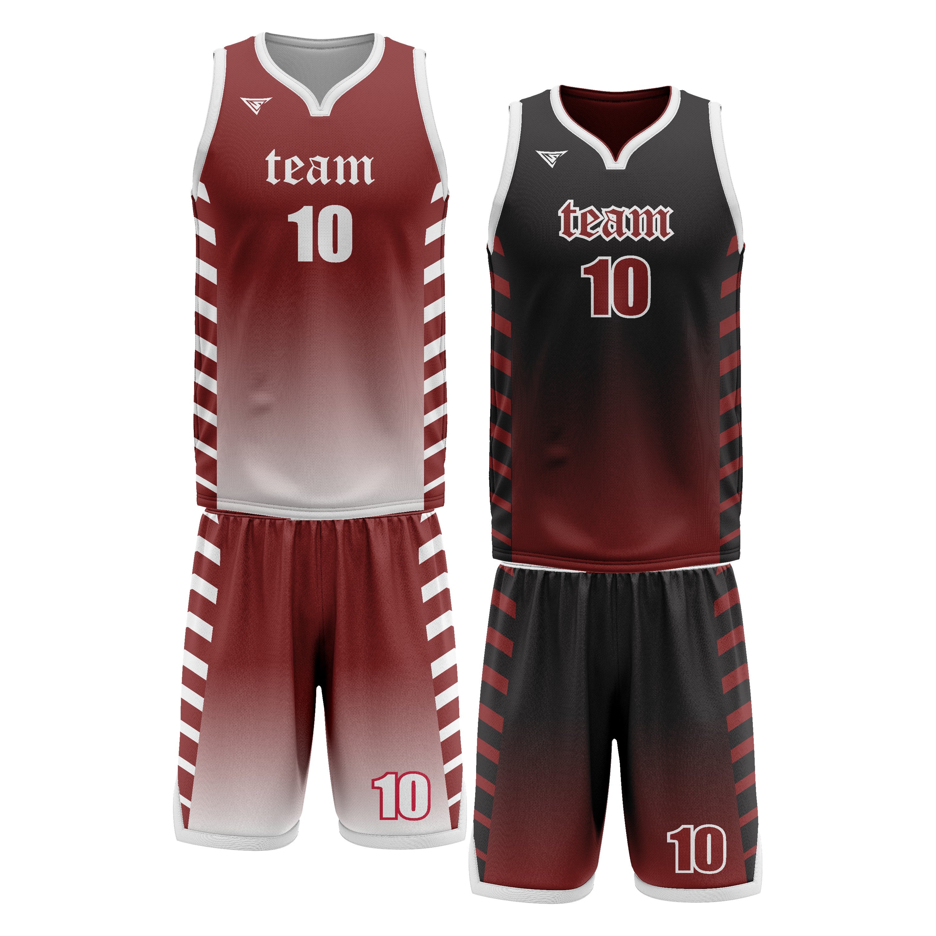 Custom Black Maroon White  Double Side Basketball Uniform Set | Sports Custom Uniform