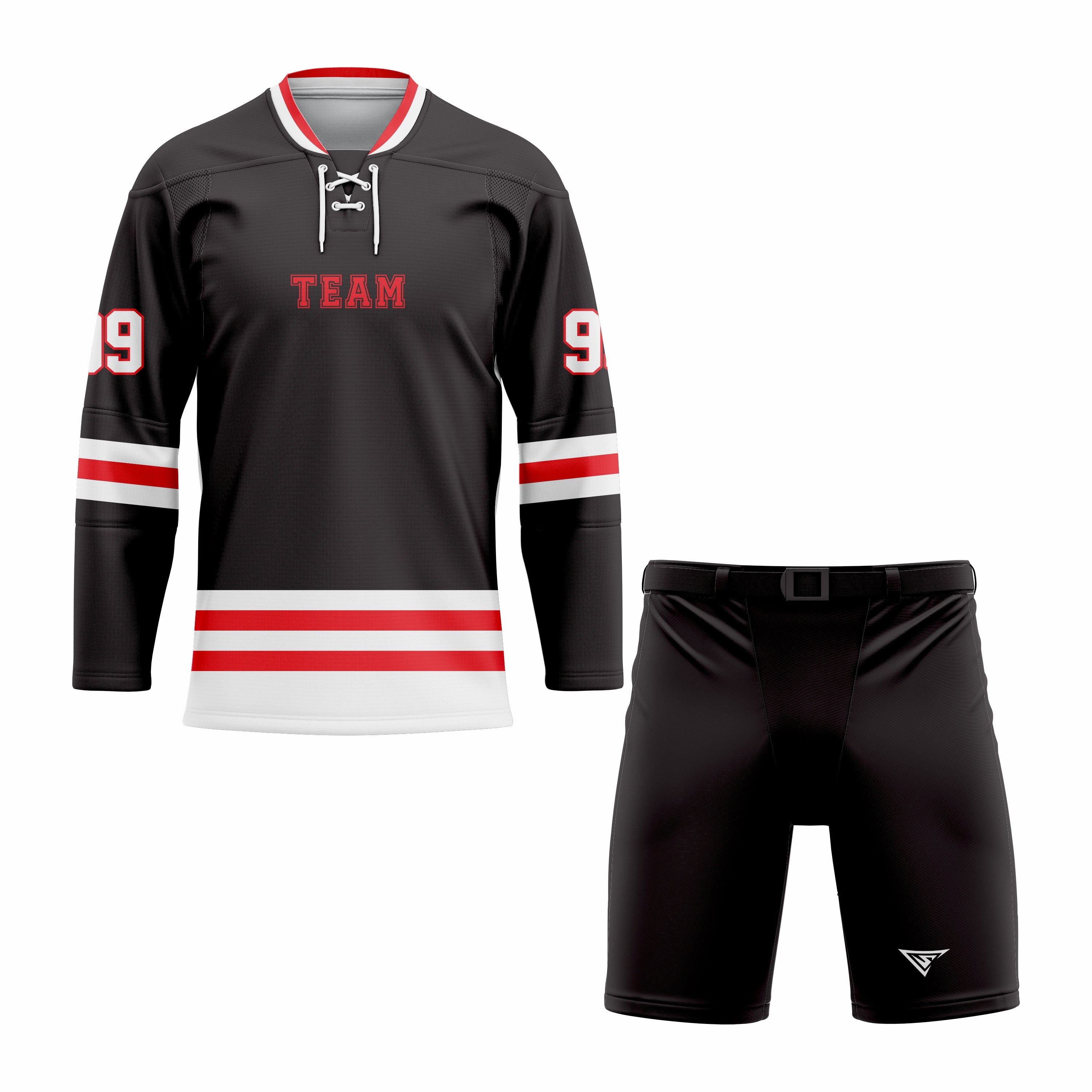 CUSTOM BLACK RED HOCKEY UNIFORM