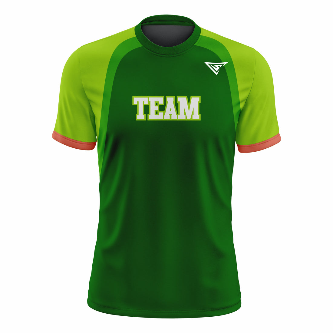 Custom Green & Red Crew Neck Softball Jerseys