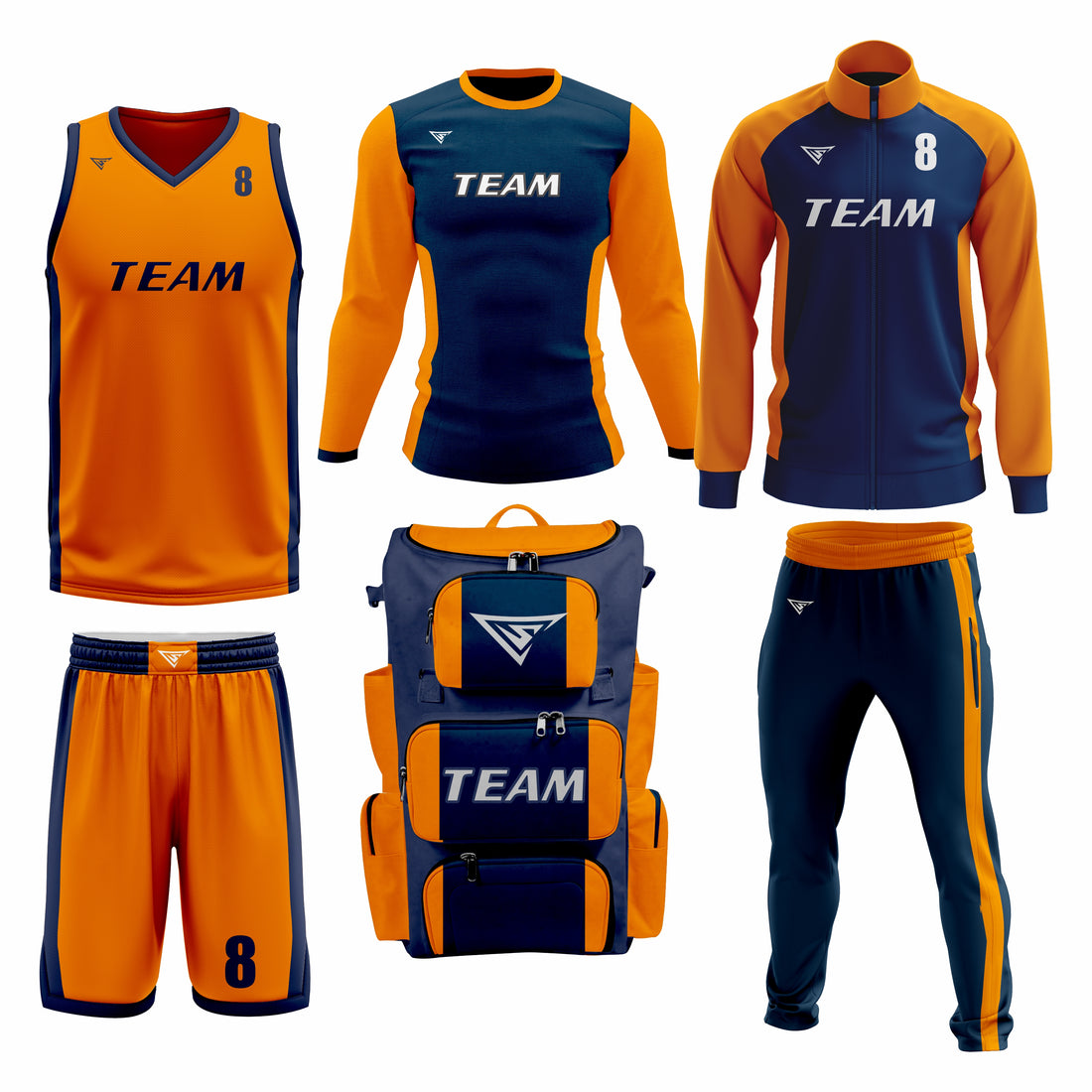 Custom Orange Blue Basketball Team Uniform Package - All-Star