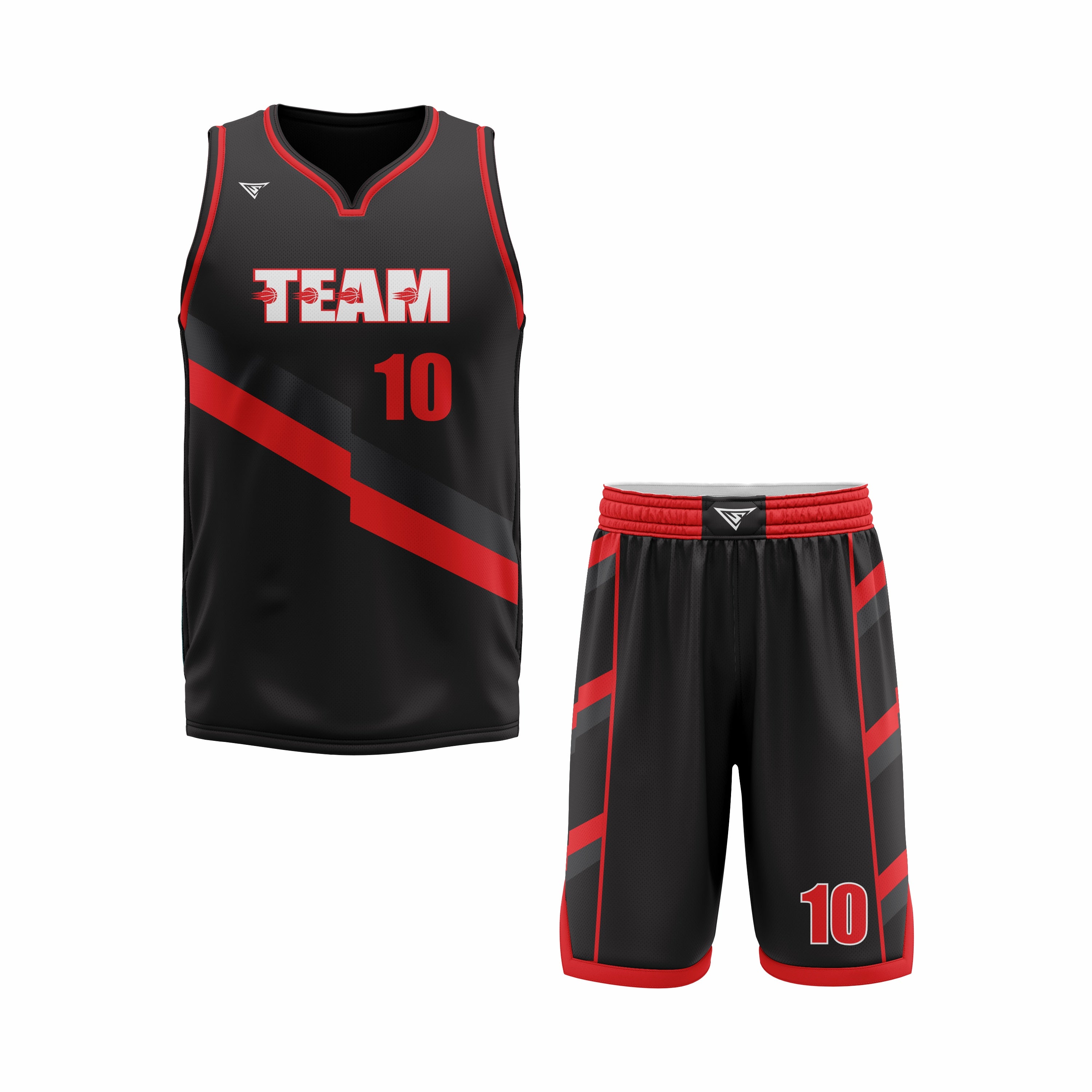 CUSTOM BLACK RED BASKETBALL UNIFORM