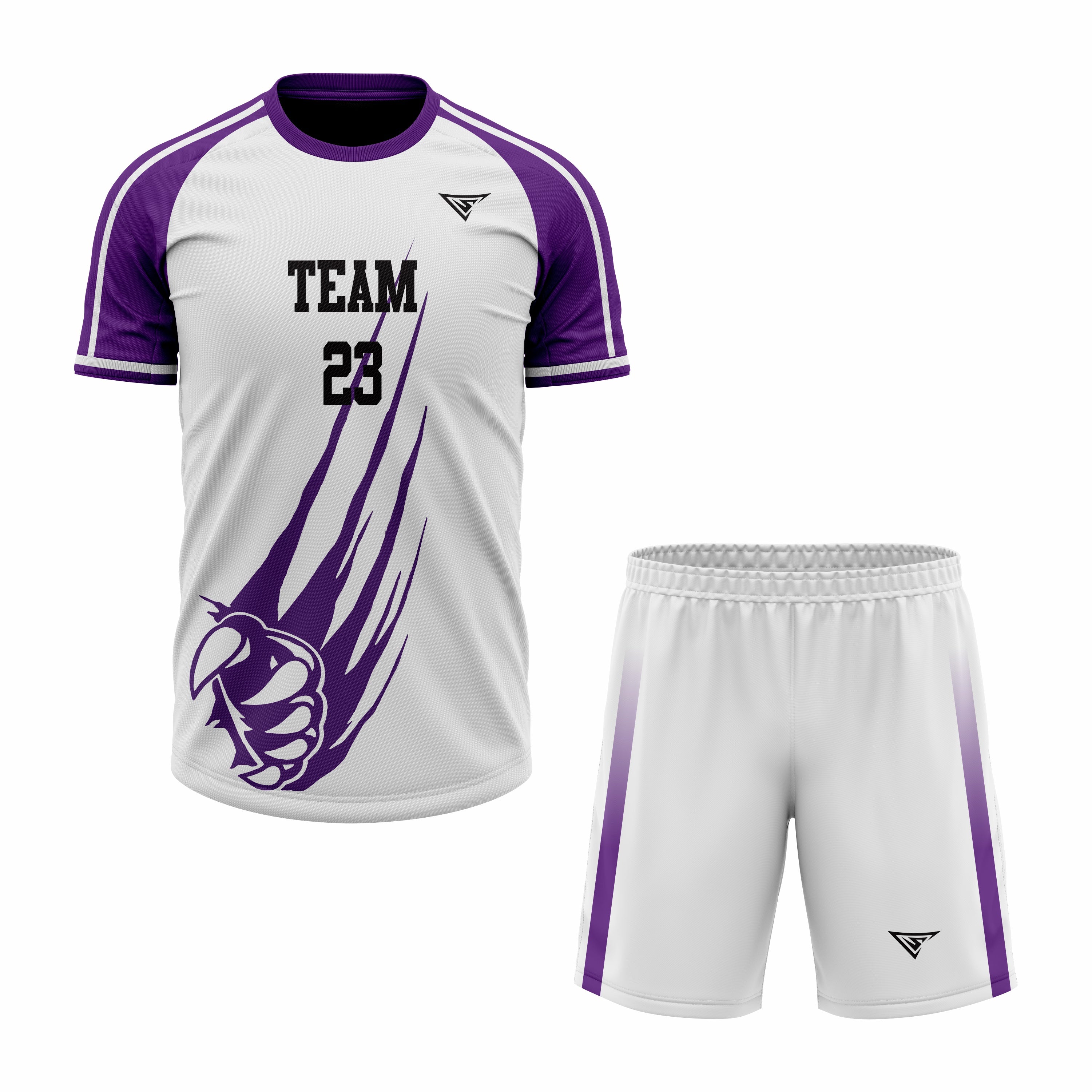 CUSTOM WHITE PURPLE SOCCER UNIFORM