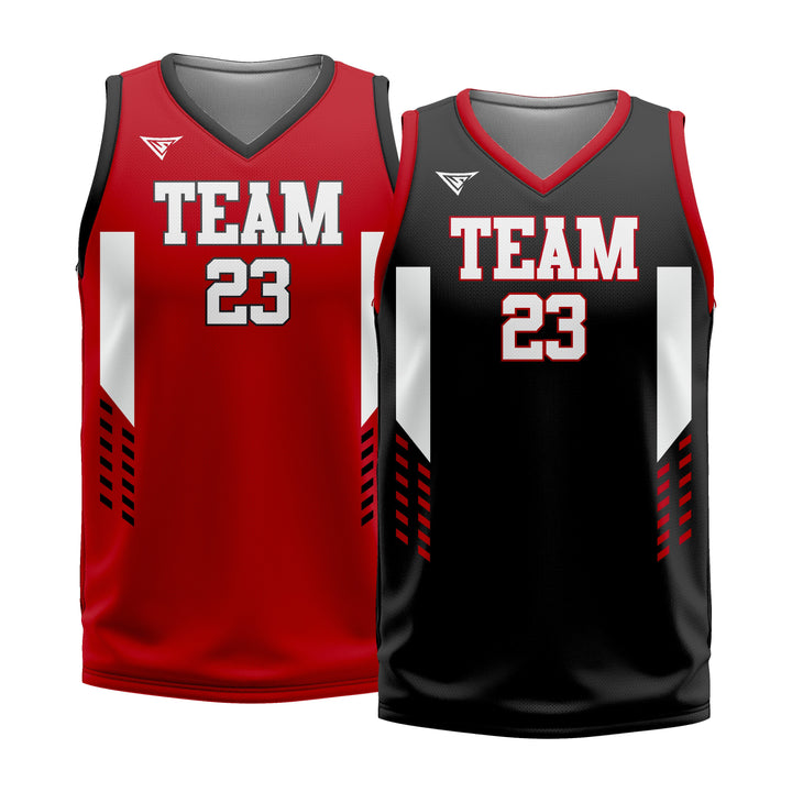 Custom Red Black White Double Side Basketball Jersey | Sports Custom Uniform
