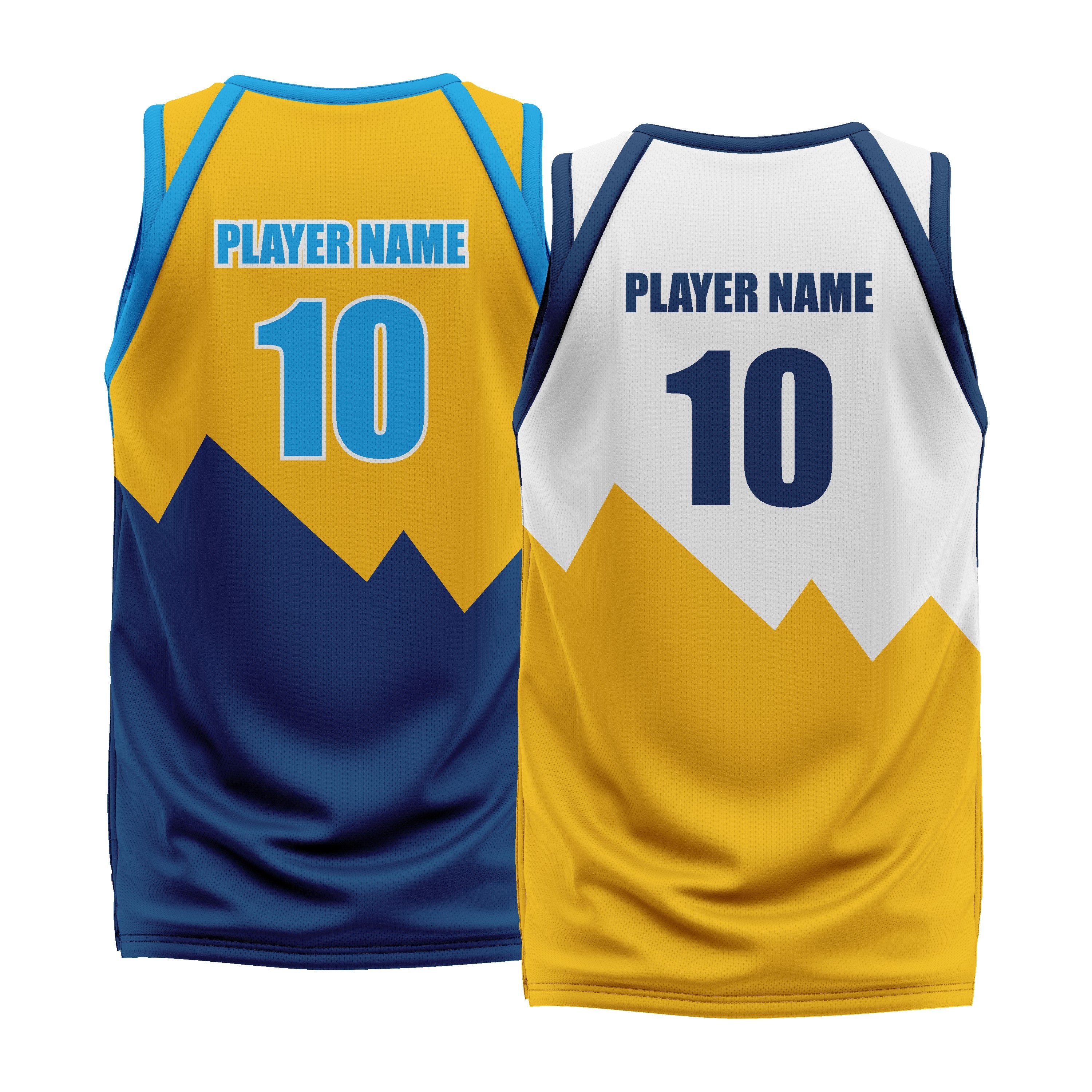 Custom Yellow Blue White Double Side Basketball Jersey | Sports Custom Uniform