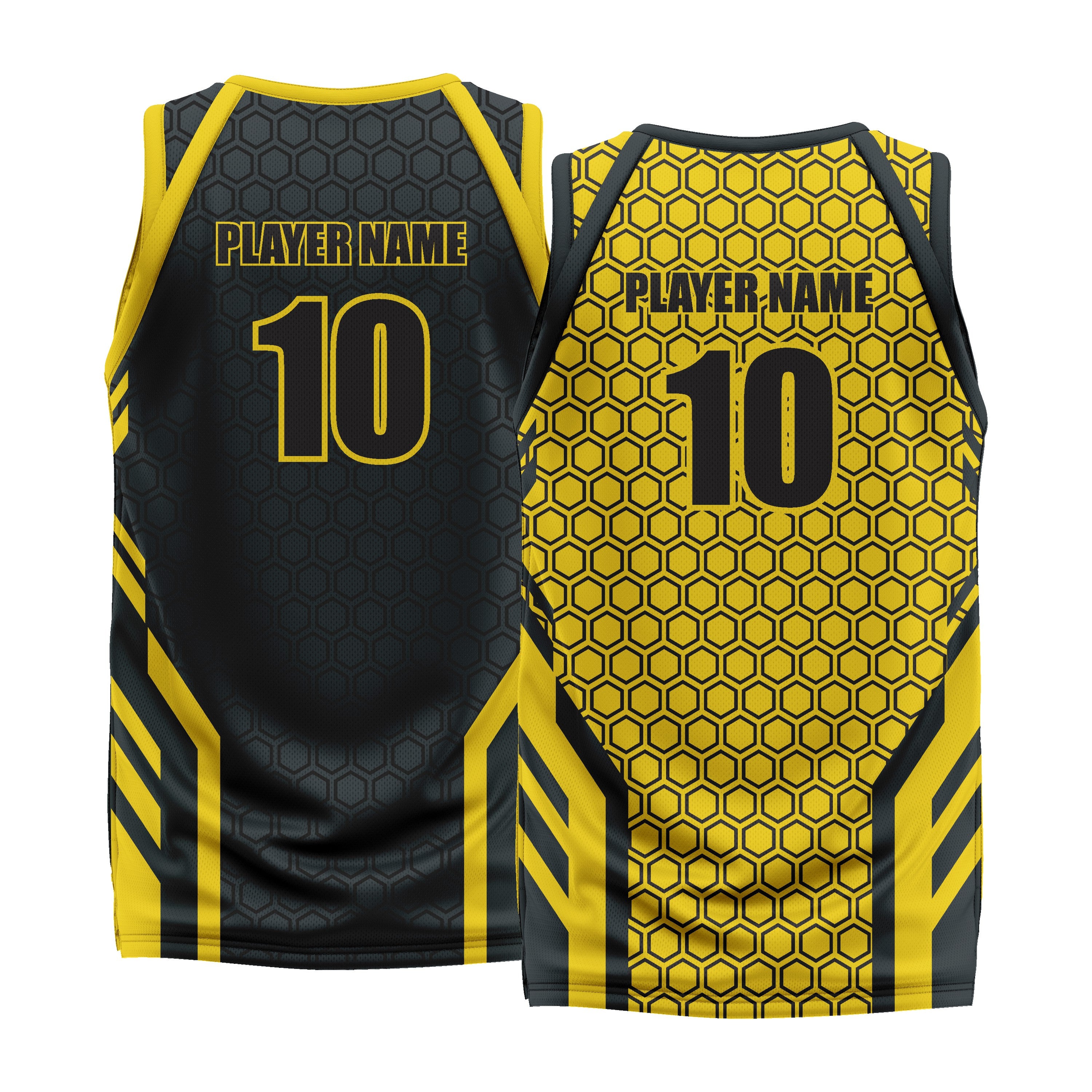 Custom Yellow Black White Double Side Basketball Jersey | Sports Custom Uniform