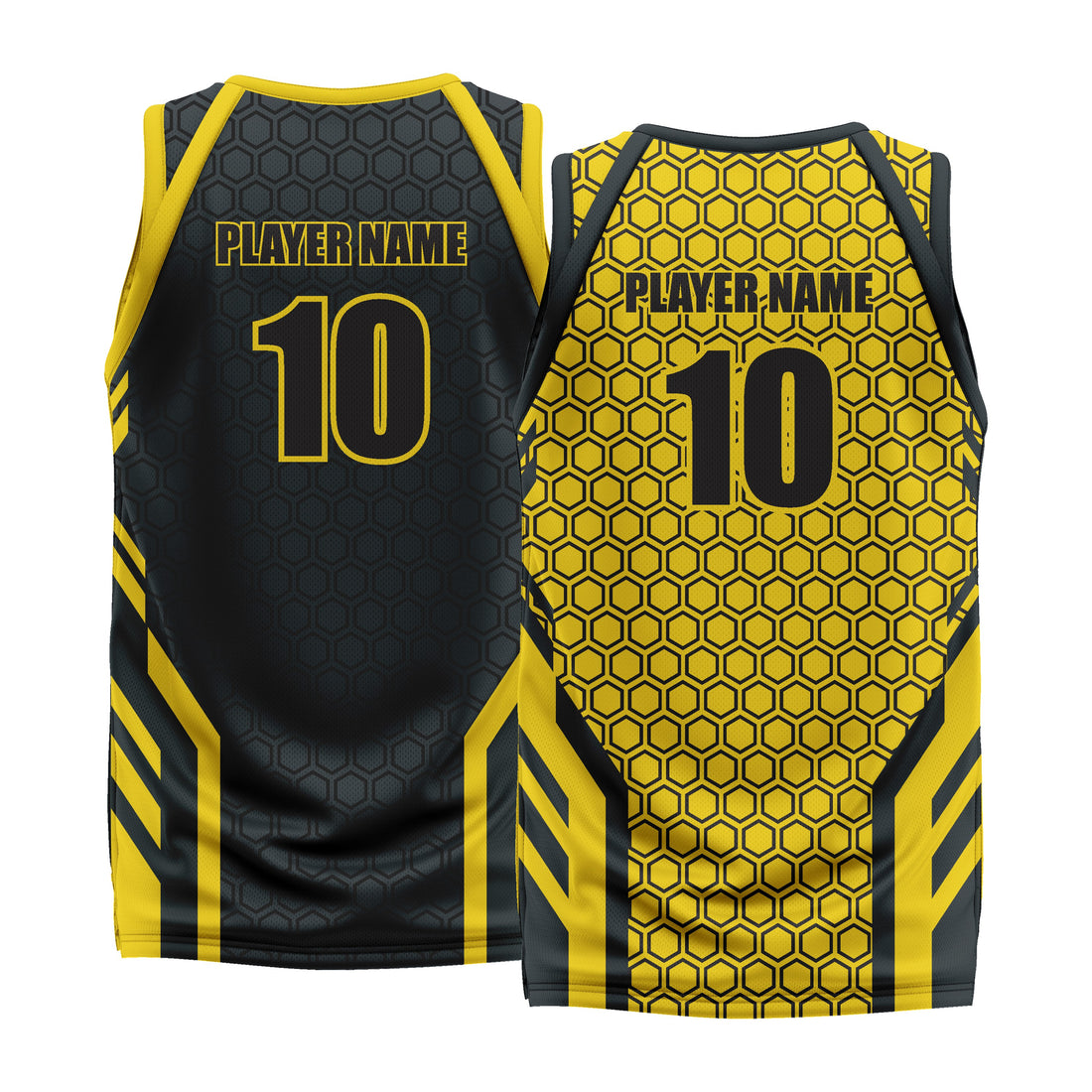 Custom Yellow Black White Double Side Basketball Jersey | Sports Custom Uniform