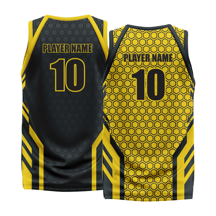 Custom Yellow Black White Double Side Basketball Jersey | Sports Custom Uniform