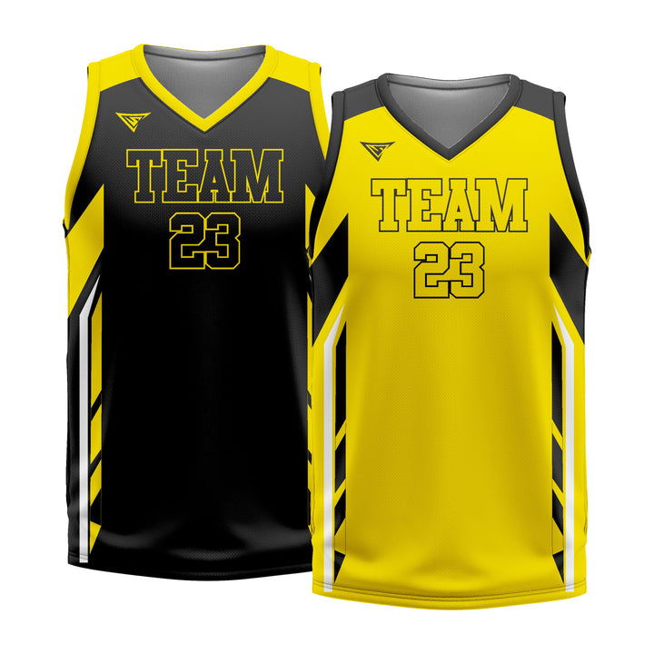 Custom Black Yellow Double Side Basketball Jersey | Sports Custom Uniform
