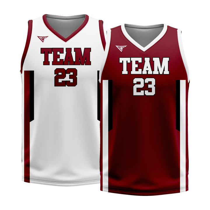 Custom Maroon White Double Side Basketball Jersey | Sports Custom Uniform