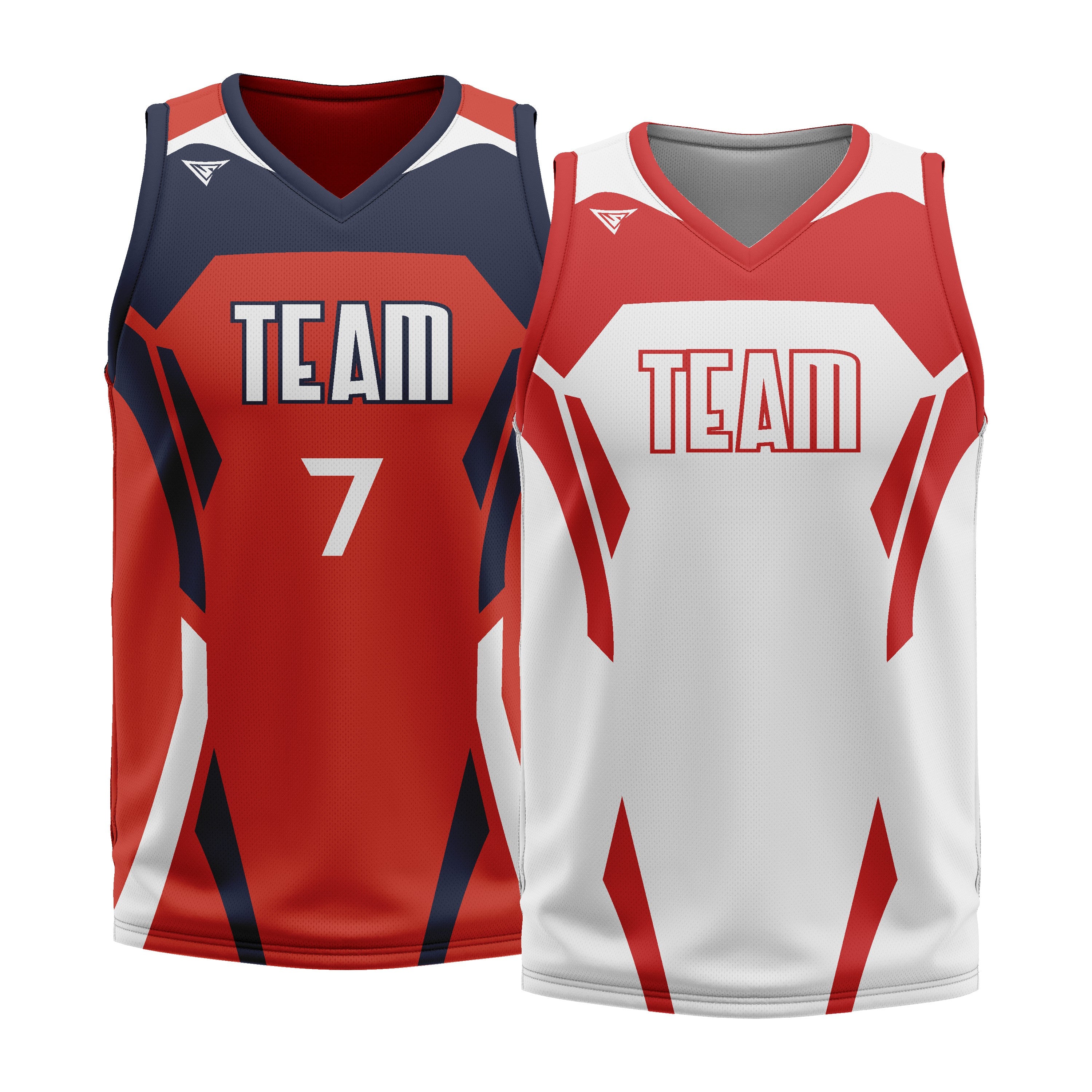Custom Red White Double Side Basketball Jersey | Sports Custom Uniform