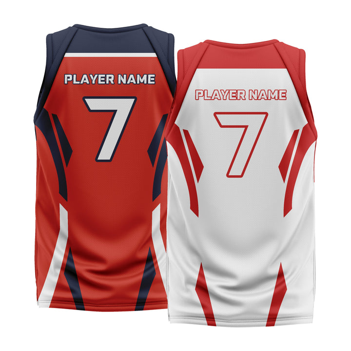 Custom Red White Double Side Basketball Jersey | Sports Custom Uniform