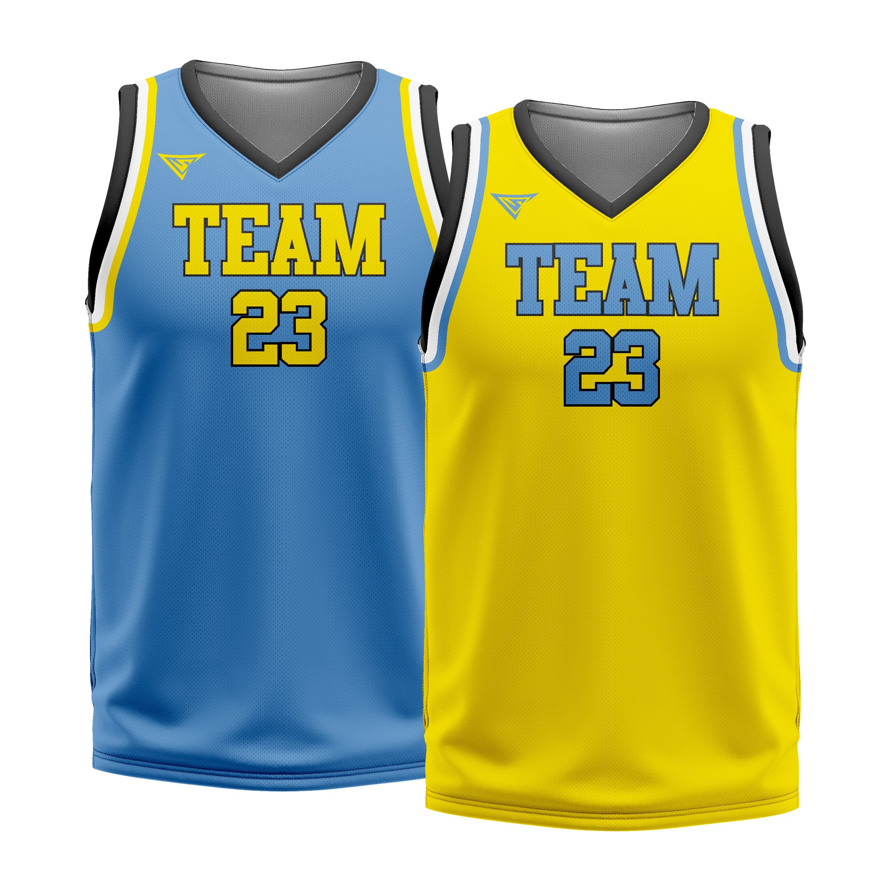 Custom Blue Yellow Double Side Basketball Jersey | Sports Custom Uniform