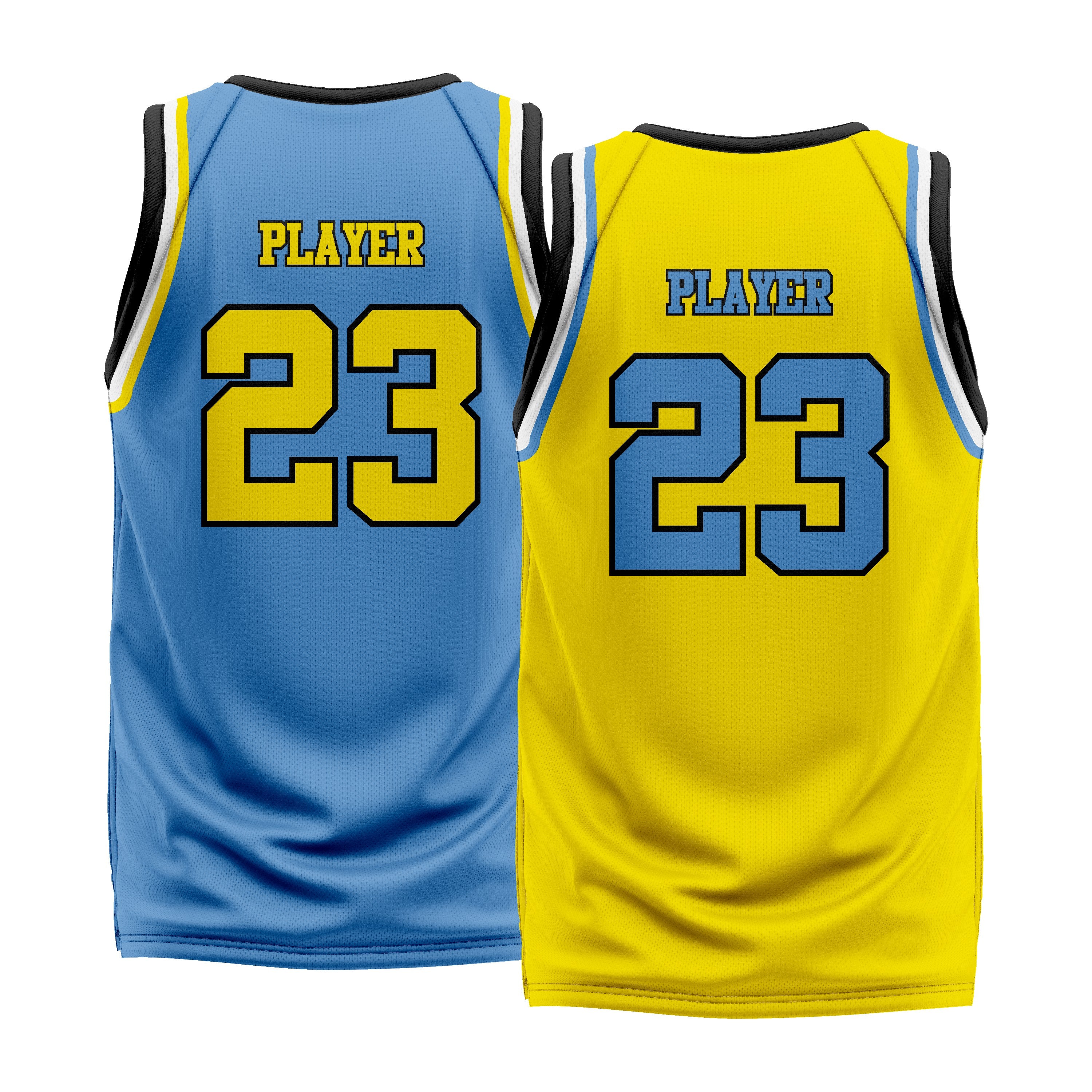 Custom Blue Yellow Double Side Basketball Jersey | Sports Custom Uniform