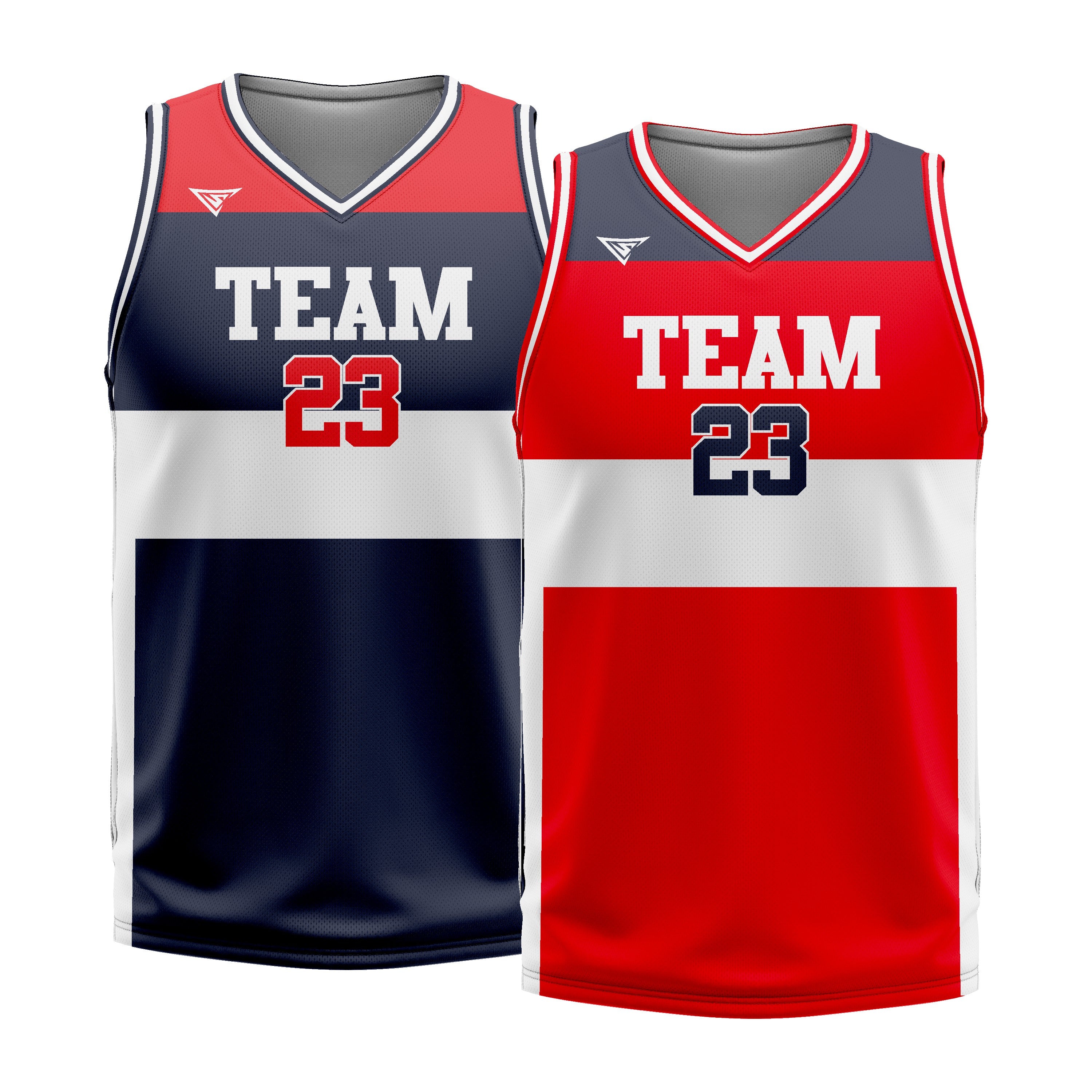 Custom Grey Red White Double Side Basketball Jersey | Sports Custom Uniform