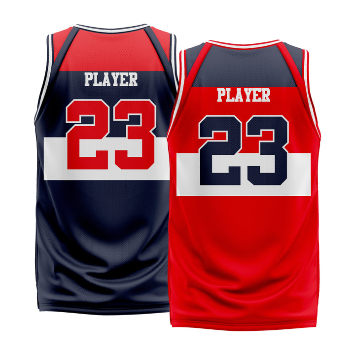 Custom Grey Red White Double Side Basketball Jersey | Sports Custom Uniform