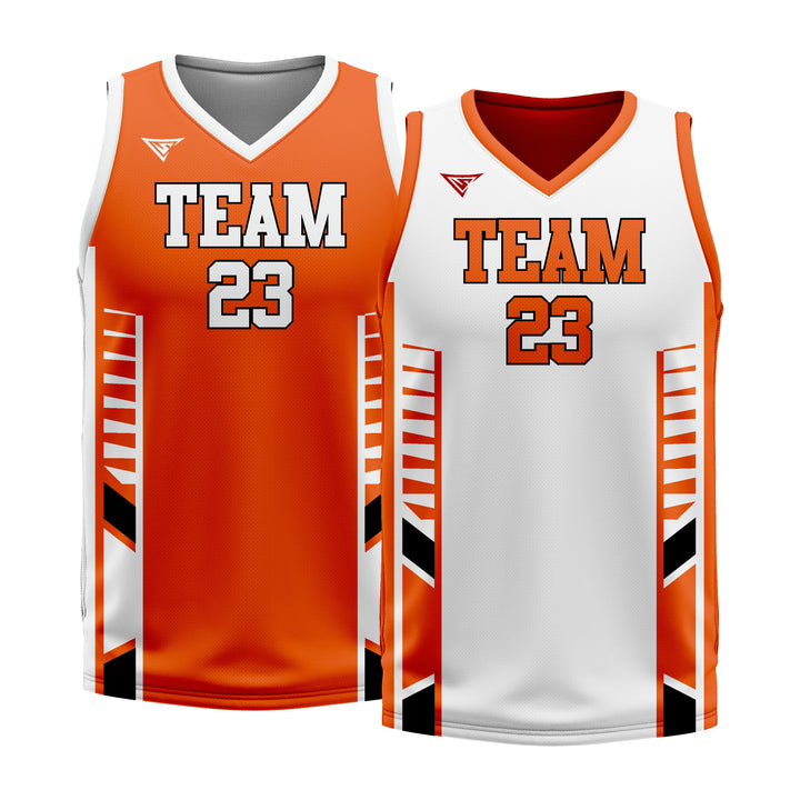 Custom Orange White Double Side Basketball Jersey | Sports Custom Uniform