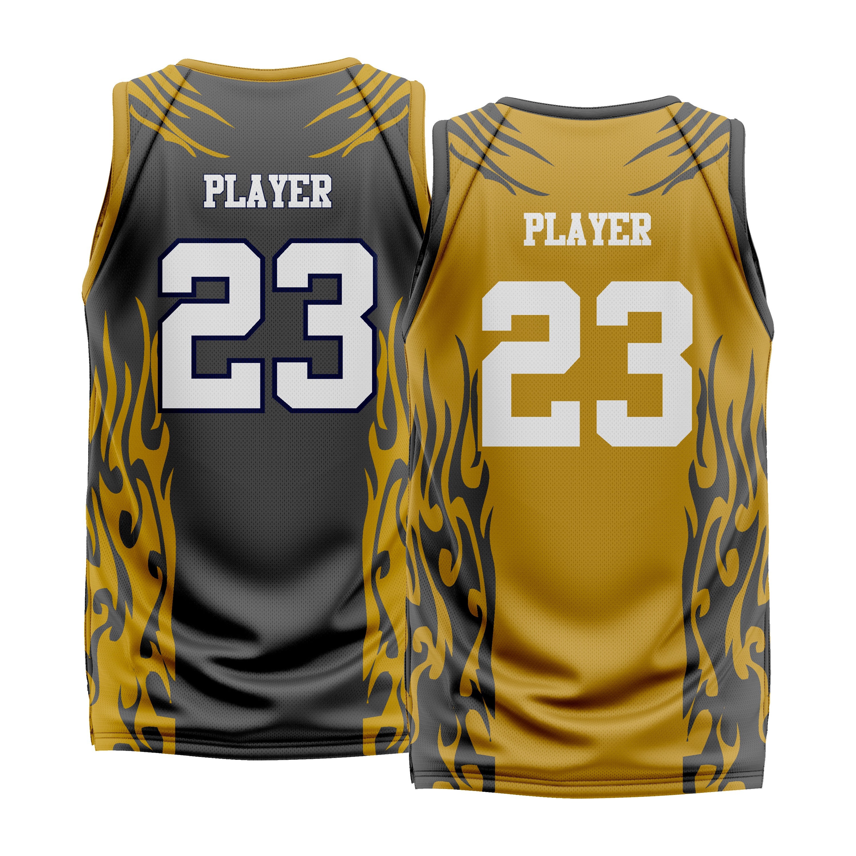 Custom Mustard Black Double Side Basketball Jersey | Sports Custom Uniform