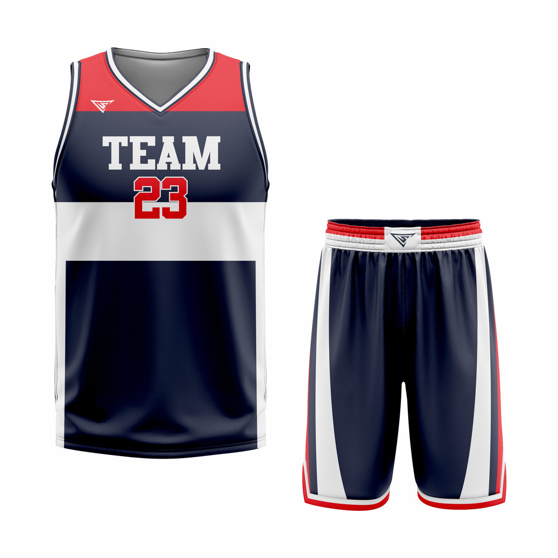Custom Red white Black- Black white Red Reversible Double Side Sublimation Basketball Uniform