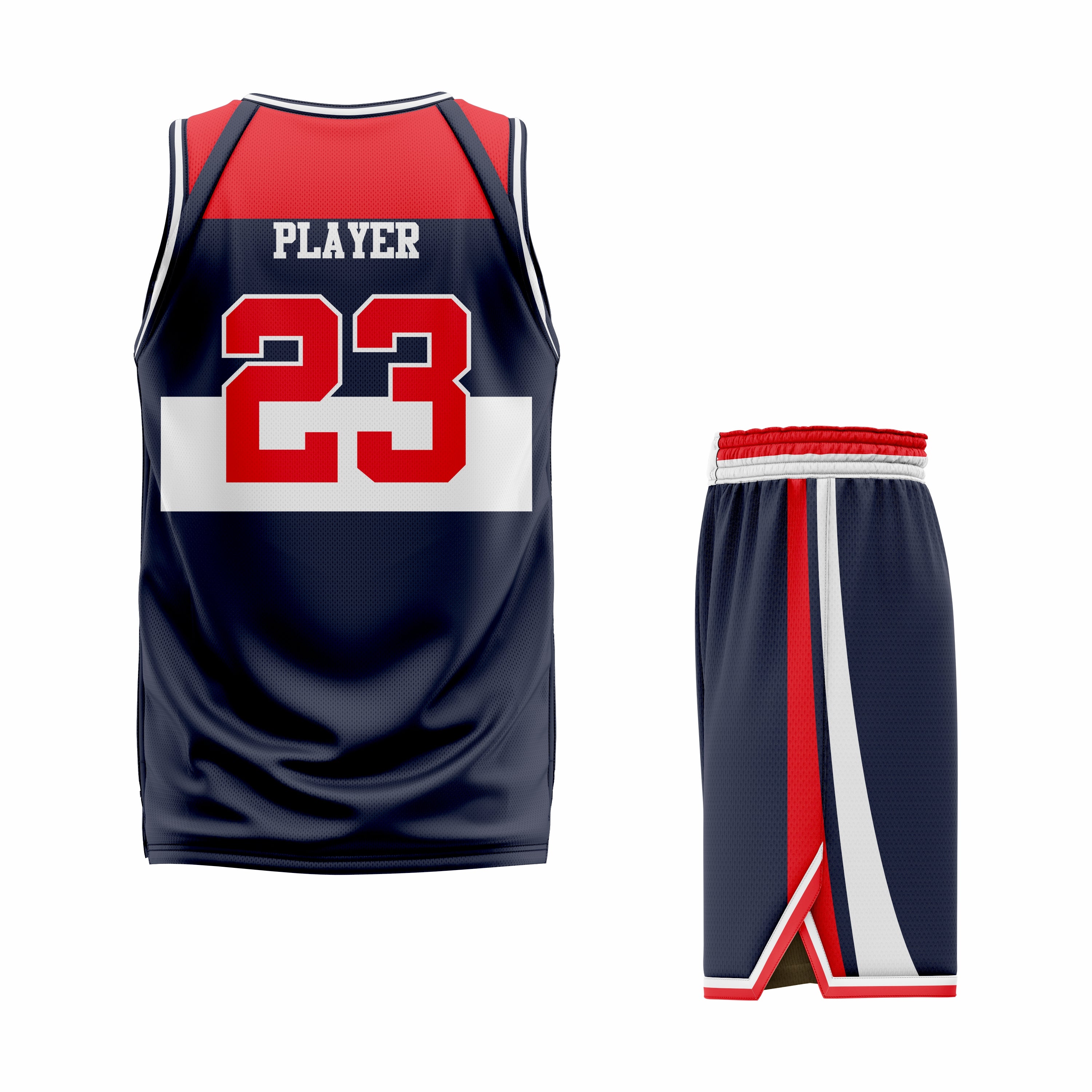 Custom Red white Black- Black white Red Reversible Double Side Sublimation Basketball Uniform