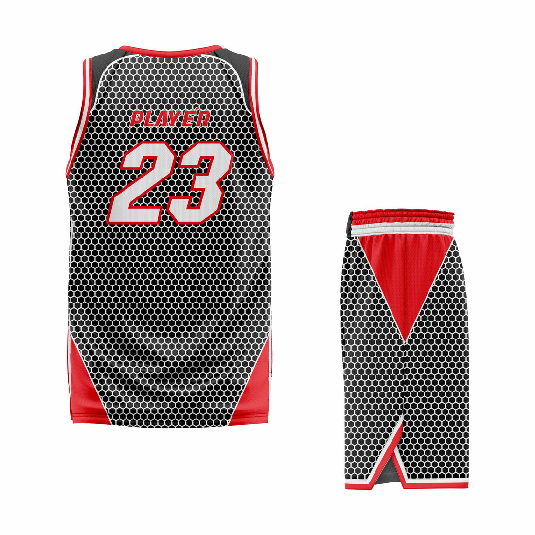 Custom Gray Red- Dar Gray red Reversible Double Side Sublimation Basketball Uniform