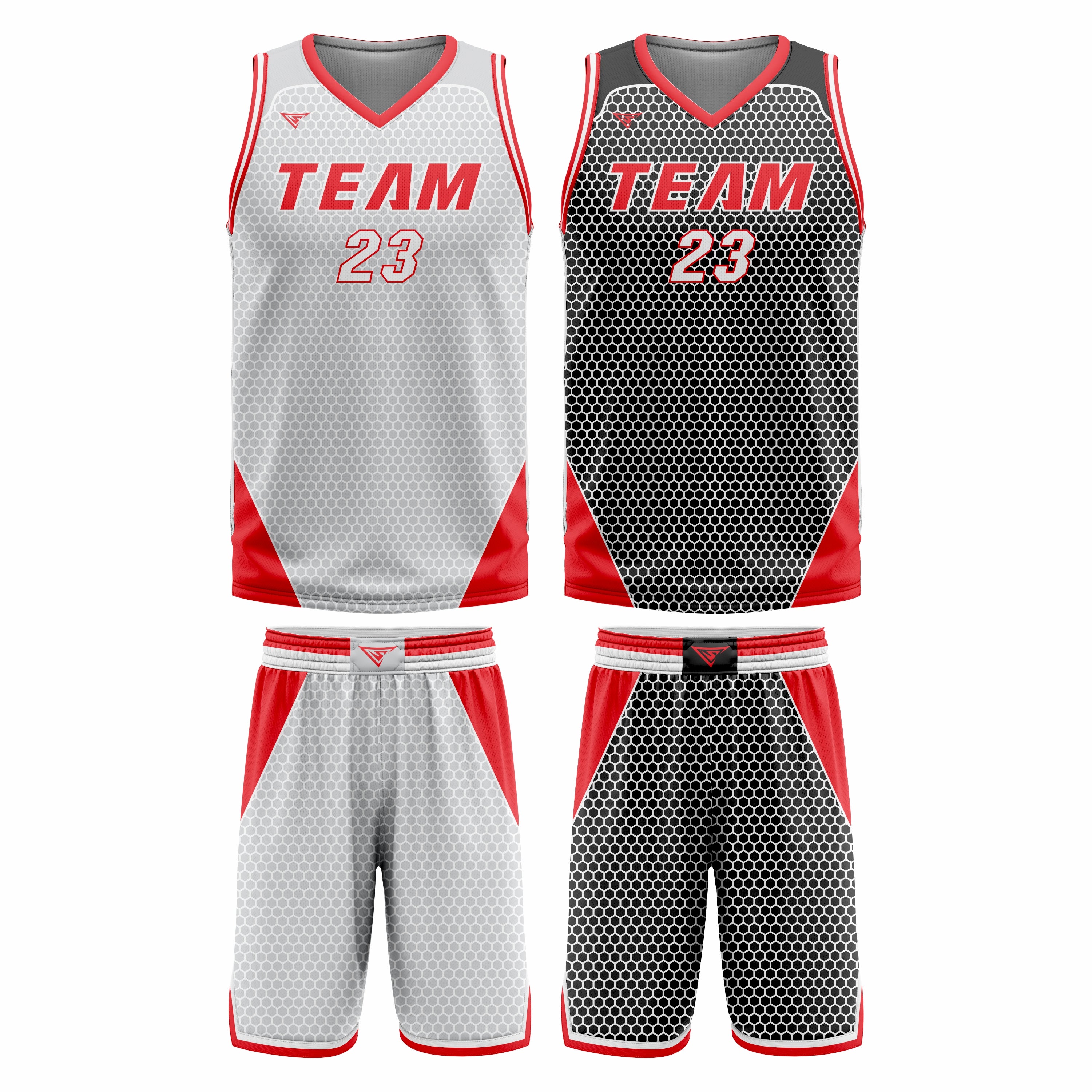 Custom Gray Red- Dar Gray red Reversible Double Side Sublimation Basketball Uniform