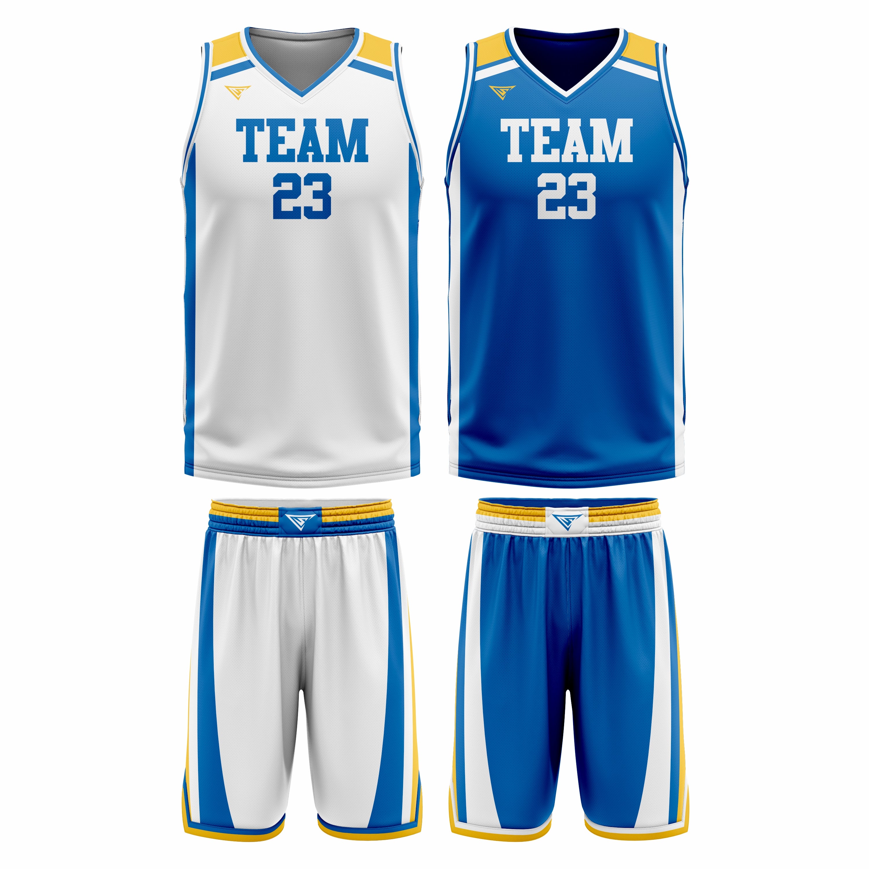 Custom white Blue- Blue white Reversible Double Side Sublimation Basketball Uniform