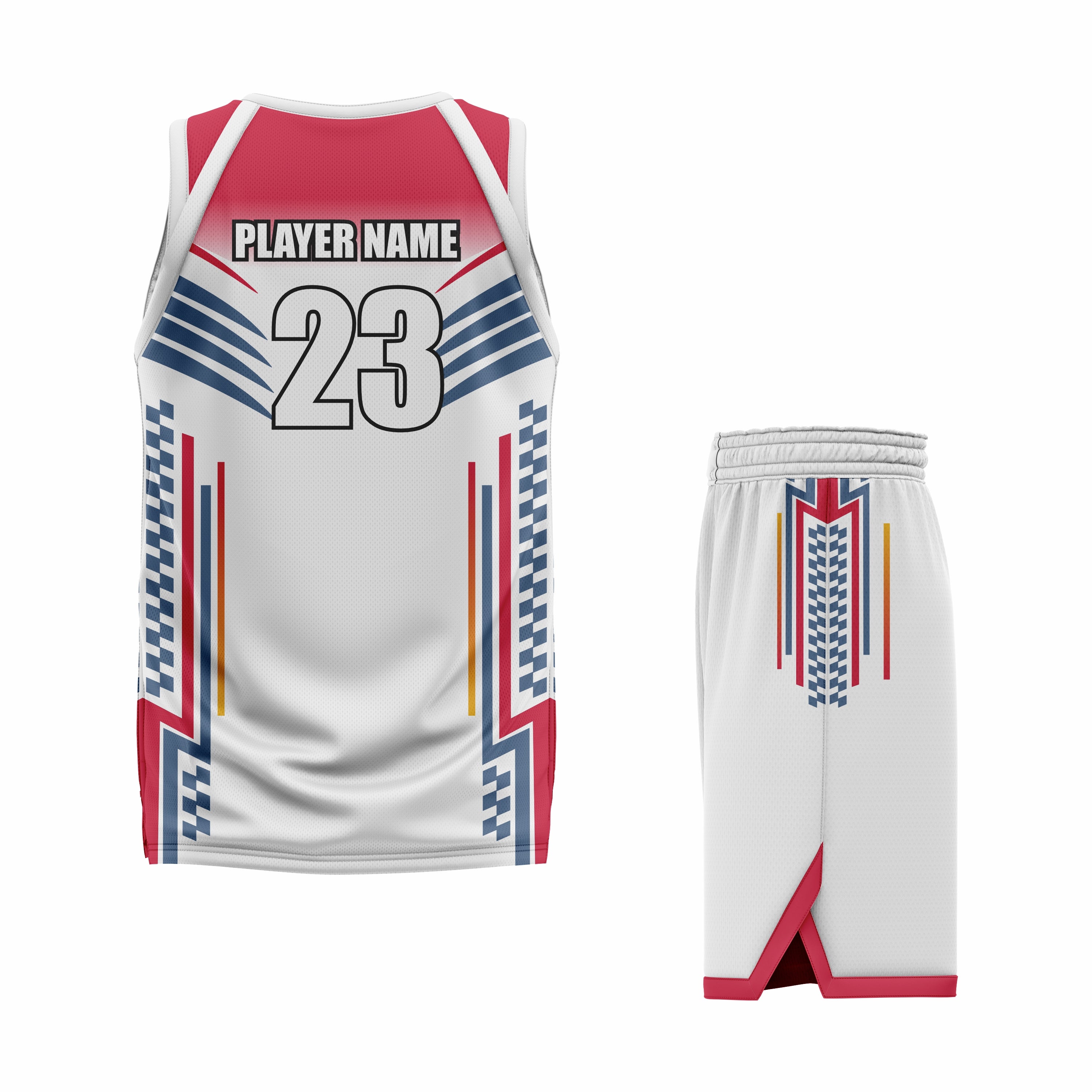 Custom Red Black- White Red Reversible Double Side Sublimation Basketball Uniform