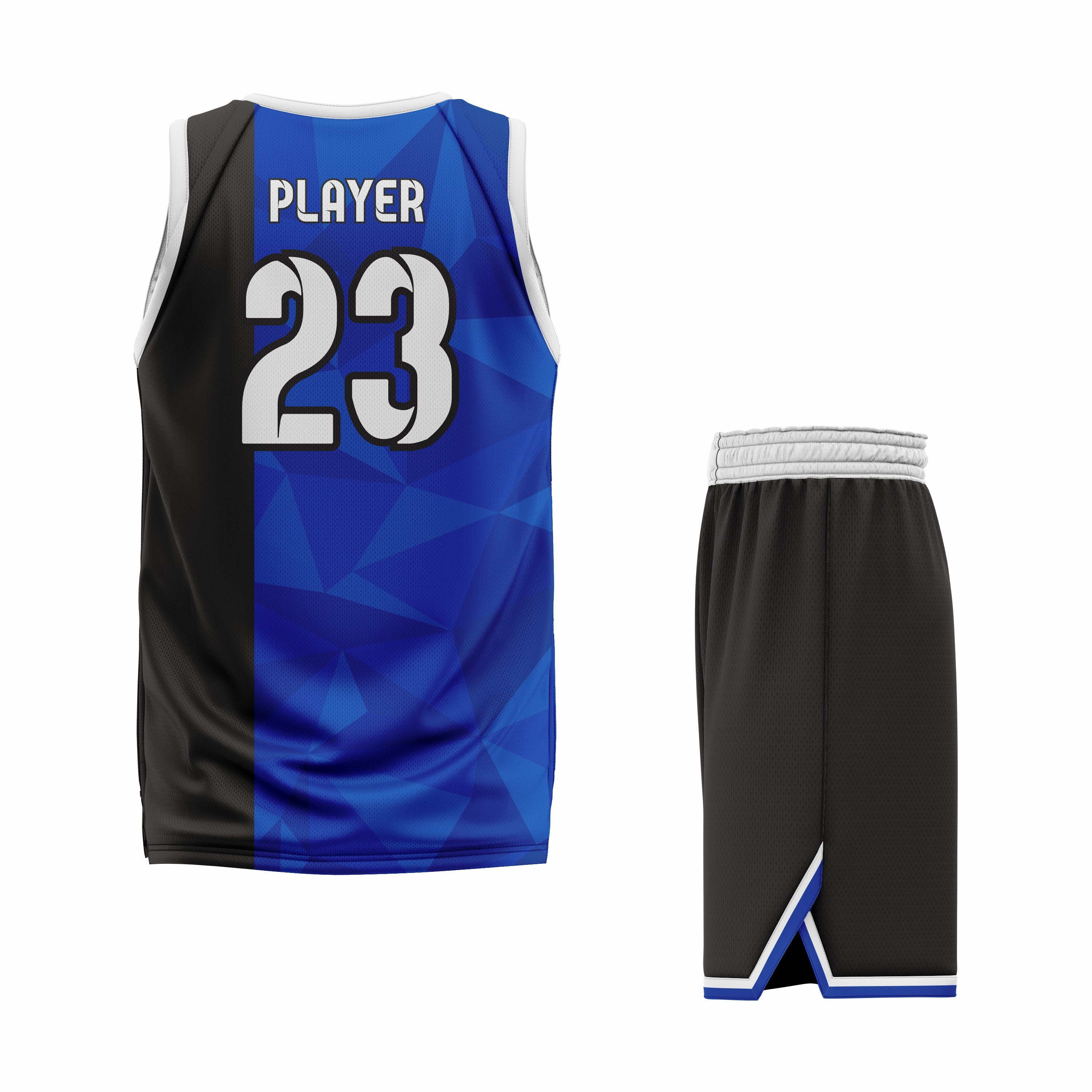 Custom Blue Gray- Blue Black Reversible Double Side Sublimation Basketball Uniform