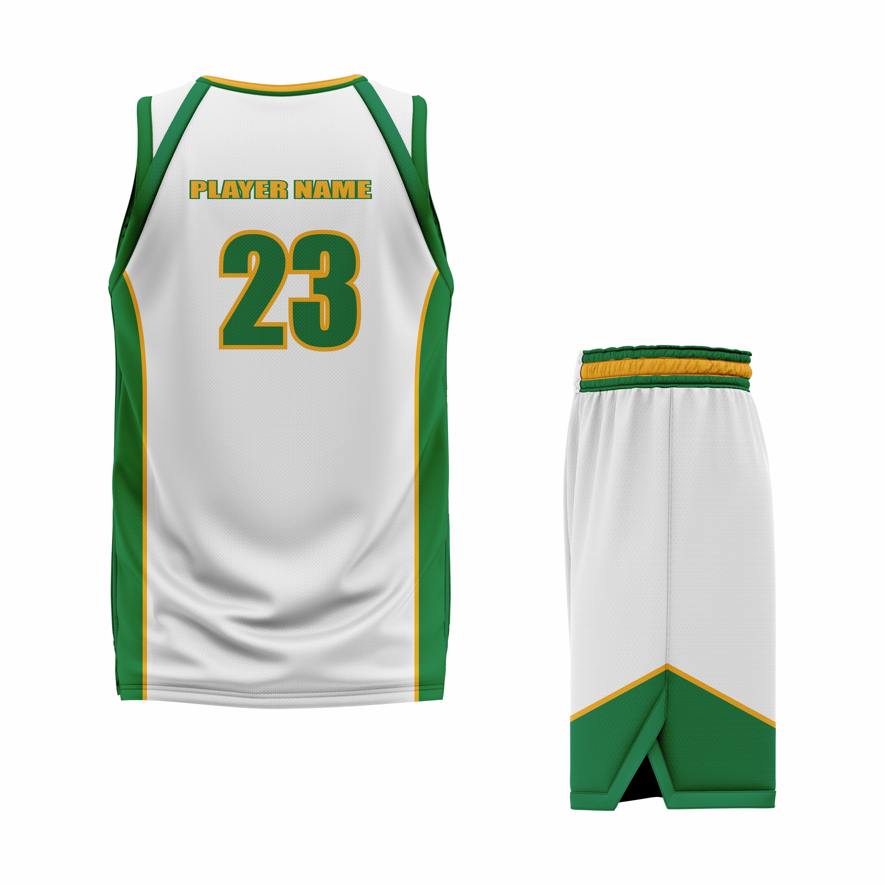 Custom Green Black- White Green Reversible Double Side Sublimation Basketball Uniform