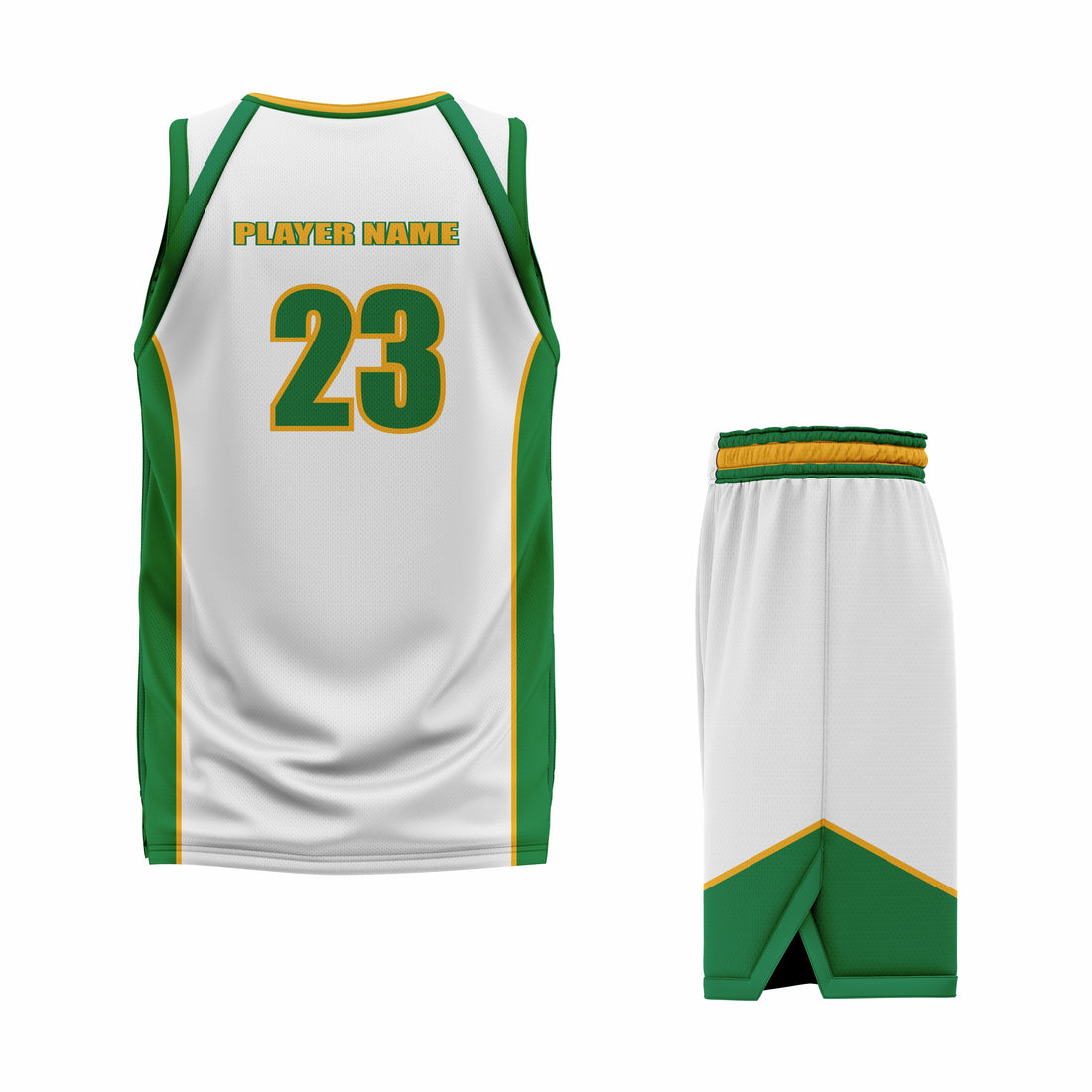 Custom Green Black- White Green Reversible Double Side Sublimation Basketball Uniform